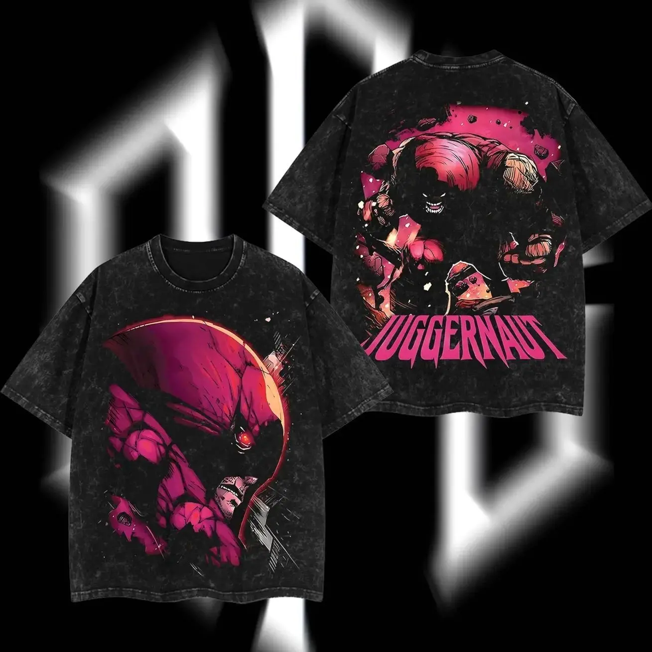 SuperStyle X-Men: The Last Stand MCU Comics Edition "Juggernaut" Cain Marko Graphic T-Shirt - Double-Printed, Oversize, Lightweight, Acid-Washed, Casual, Loose-Fitting Cotton Streetwear Top for Men and Women LMM