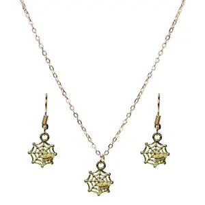 Punk Accessories Simple Metal Versatile Earrings Halloween Spider Web Necklace Set Female