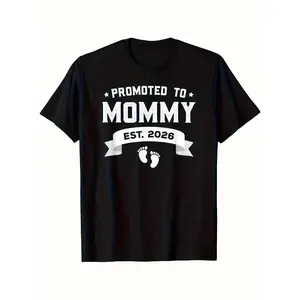 Promoted to Mom 2026 New Mom Gift T-Shirt - First Mom Keepsake with EST.2026 - Soft Breathable Cotton Pregnancy Announcement Shirt - Lightweight Crew Neck Tee for Moms, Dads, New Parents - Sizes S-XXXL - Machine Washable New Parent Present, Expecting Pare