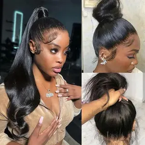 STERLY 250% Density 360 Full Lace Invisi Strap Body Wave 360 Full Frontal Wig Human Hair Wig With Drawstring Hidden Strap Frontal Lace Wigs Smooth HD Transparent Lace Front Wig