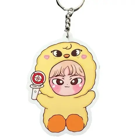 Cillcdesignz Kpop Themed Bag Key Accessory - Cute Soft PVC Animal Cartoon Charms, Key Holder for Purse, Keychain Collectibles, 2 Lomo Cards, 2 Stickers for Kpop Lovers
