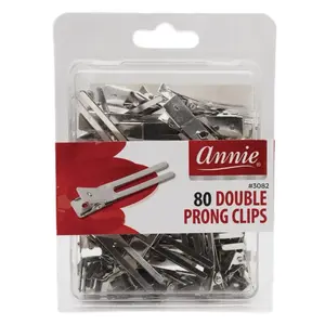 Annie Double Prong Clips 80 Double Prong Clips - Durable Metal for Hair Sectioning and Wig Pinning and dreadlocks