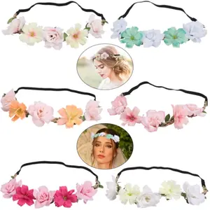 6 PCS Boho Hair Wreaths, Women Headpieces Collection Accessories, Flower Crowns, Tiaras for , Brides, Bridesmaids, Flower Girls, Weddings