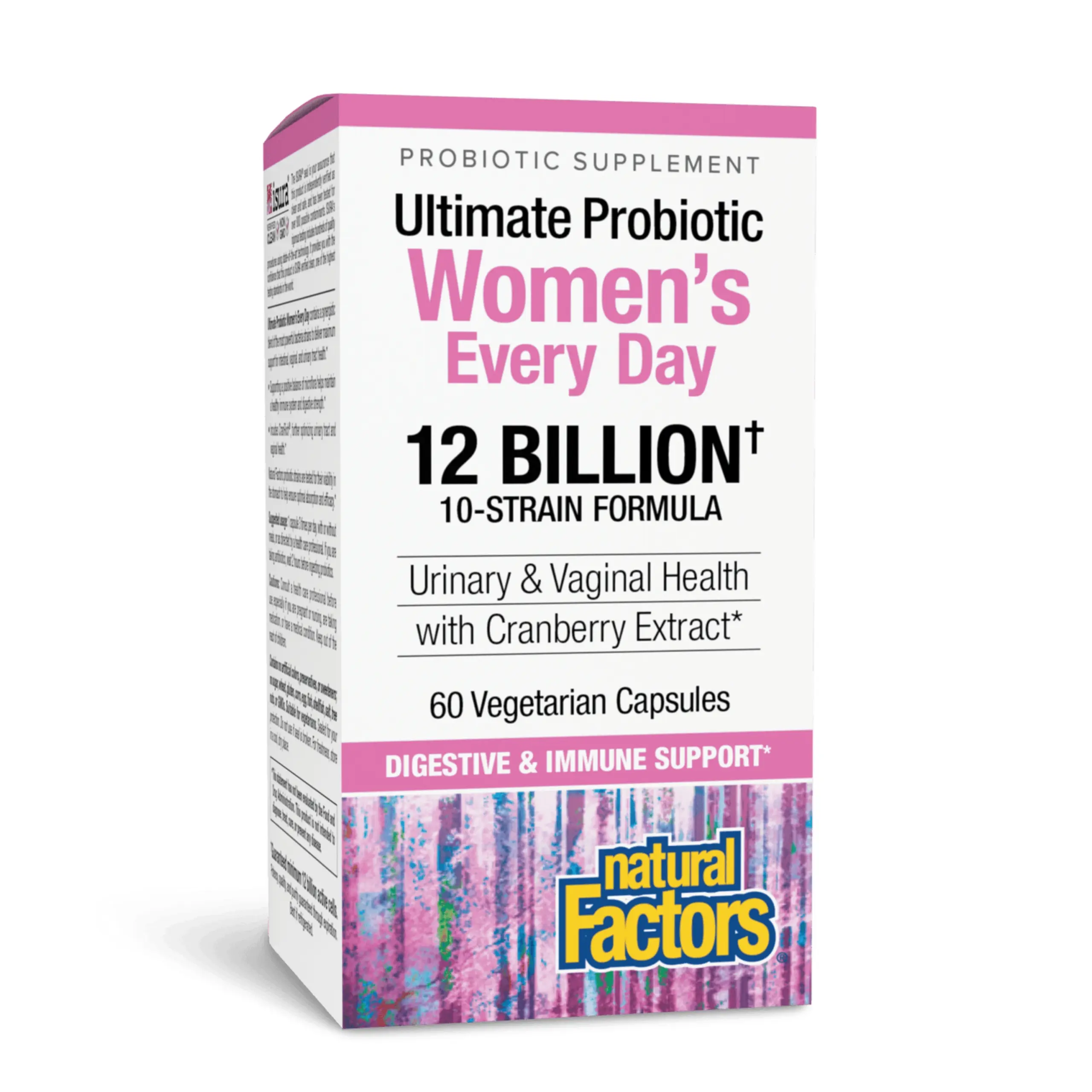 Natural Factors Women's Ultimate Daily Balanced Nutritional Probiotic & Prebiotic Supplement - Probiotic Strain, Vitamins, Digestive Aid, Bloating Support, Cranberry Defense, GMO-Free, Sugar-Free, Vegetarian Adult Capsules (60 Count)