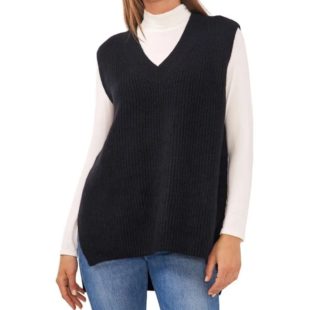 Vince Camuto Women's Oversized Knit V-Neck High-Low Sweater Vest