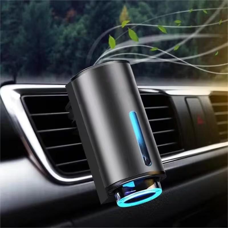Smart Car Air Freshener, Diffuser, Comes with with Airconditioning Vent Clips And 3pcs Essential Oils, Rechargeable Design, USB Charging, Longlasting Freshness (Gray)