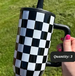 40 Oz Flip Top Tumbler checkered