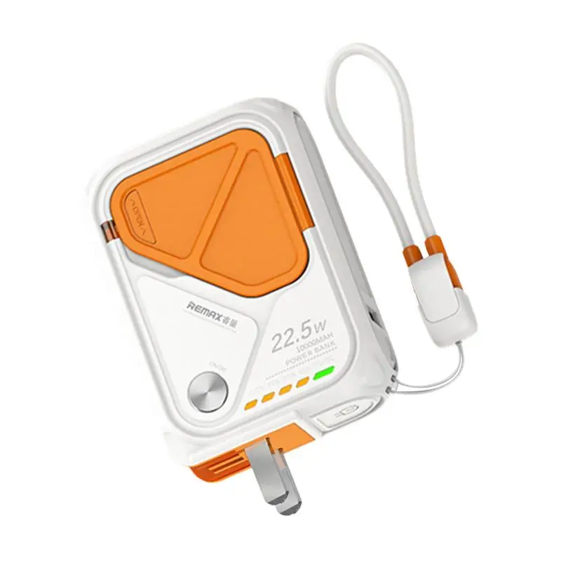 REMAX 3 in 1 Wireless Power Bank, Portable Magnetic Fast Charging Power Bank with Built in Cables, Durable Multifunctional Mobile Power for iPhone 15