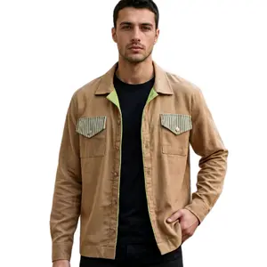 Men's Khaki Heritage Jacket with Button Pockets  for Casual Wear