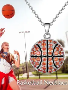 1pc Sporty Cool Dynamic Basketball Alloy Pendant Necklace - Trendy Stylish Unique Jewelry, Accessory for Daily Wear, Basketball Games, Fan Gatherings, Campus, Birthdays, Parties & Sports Enthusiast Gifts