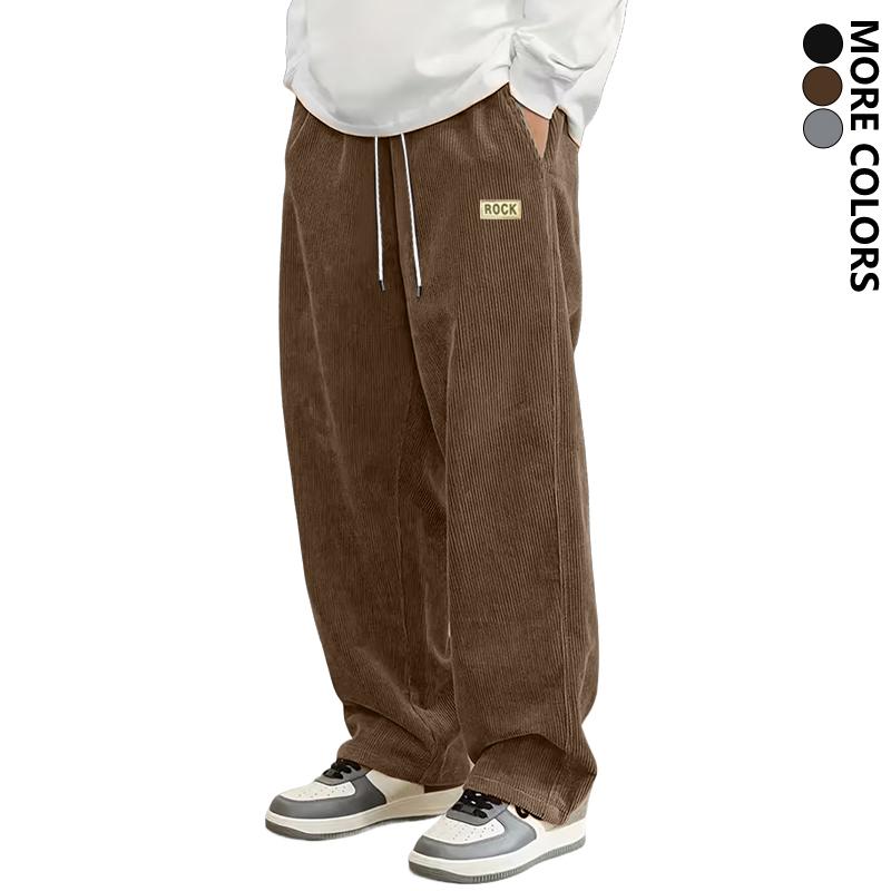 Men's trendy straight-leg pants with elastic drawstring waistband - loose fit all-season casual trousers, machine washable for everyday wear, hiking, and light outdoor activities; versatile straight-leg lounge pants