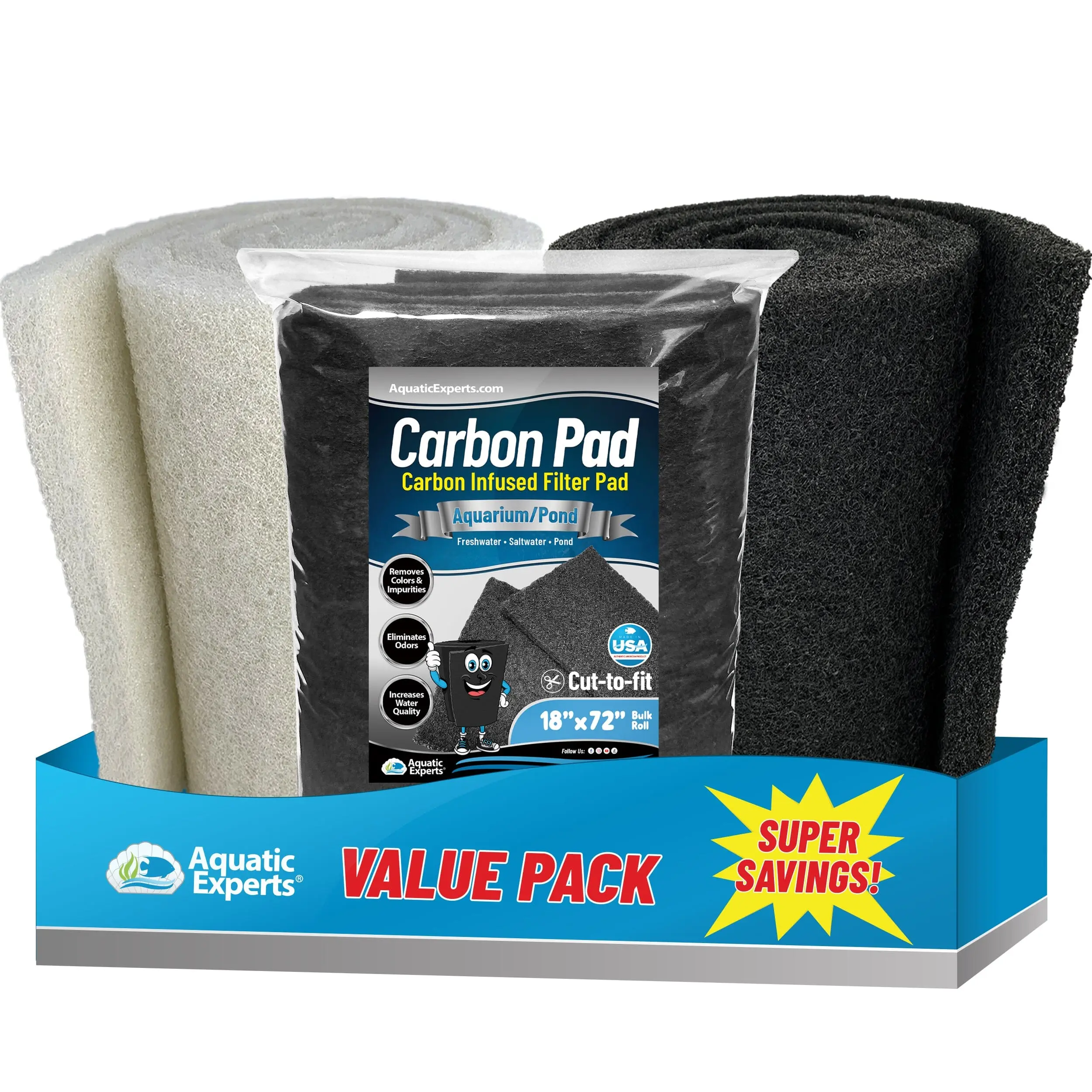 3-Stage Pond Clarity Filter Pads – Coarse, Fine & Carbon Pads| Aquatic Experts