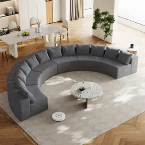 Eyisean 181" Corduroy Oversized Curved Modular Sectional Sofa Set, Modern 6-Seater Convertible Sectional Boneless Couch with 12 Pillows & Deep Seat, No Assembly Required, Comfy Cloud Couches for Living Room, Office, Lounge