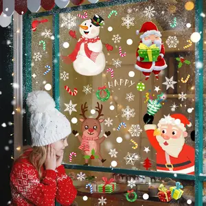 Christmas Themed Window Sticker, 2 Sheets/set Double Sided Window Decal, Decorative Sticker for Home Party Festival, Home Decor, Ornaments