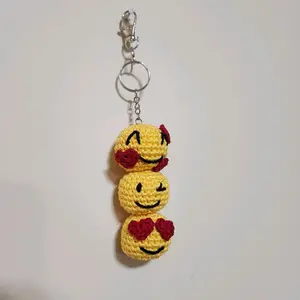 Emoji Keychain - Loving Faces Design, 100% Cotton, Beautiful Pendant for Bag, Purse & Backpack, Nice Detail for Decorating Life