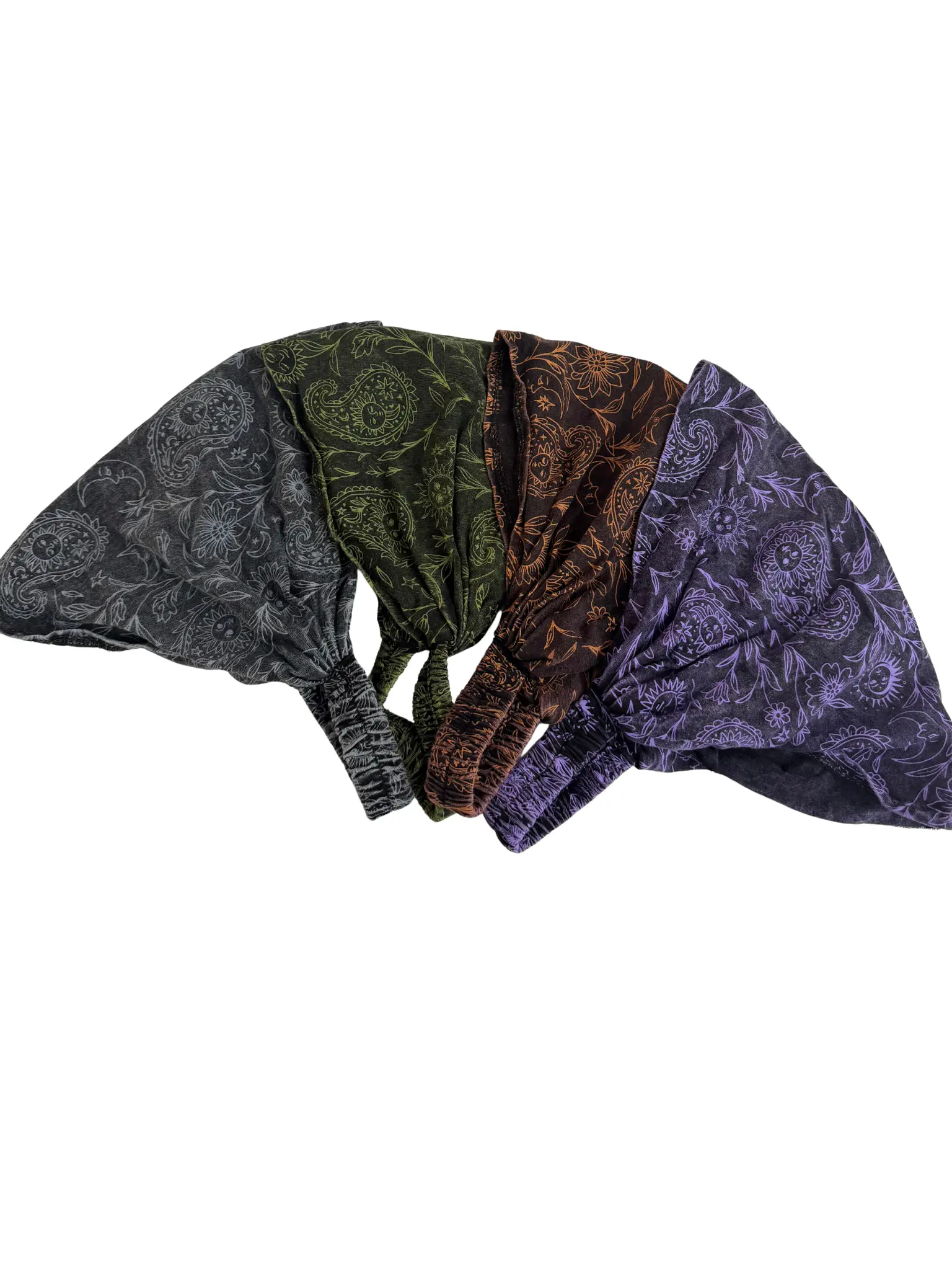 Boho Paisley Cotton Headband, Stretchy Hippie Hair Wrap, Wide Elastic Head Scarf, Bohemian Festival Yoga Headband