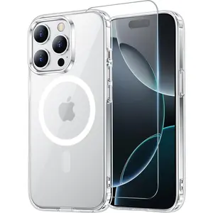 for iPhone 16 Pro Case Clear, Compatible with Magsafe, Anti-Yellowing, Military-Grade Protection, Shockproof Slim Magnetic Phone Case Cover, Transparent