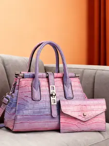 Women's handbag set, large capacity, crocodile pattern, perfect gift for birthday, Mother's Day, Christmas, Valentine's Day, Women's Day, and Thanksgiving