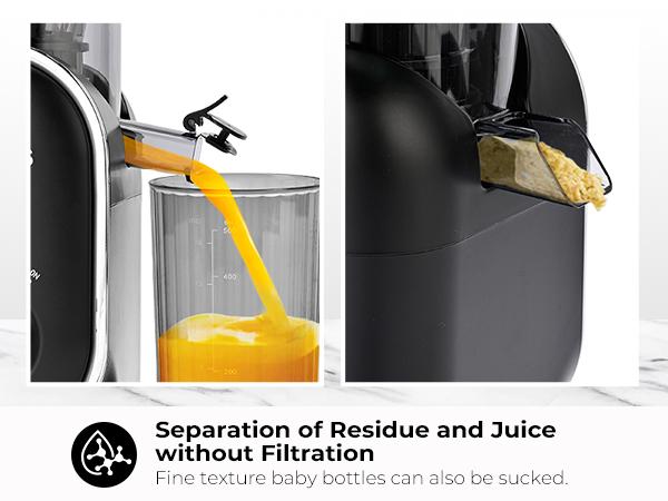 SUSTEAS Cold Press Juicer 5.3-Inch Large Feed Inlet, Easy to Clean, High Juice Yield, Suitable for Whole Vegetables and Fruits Household Appliances