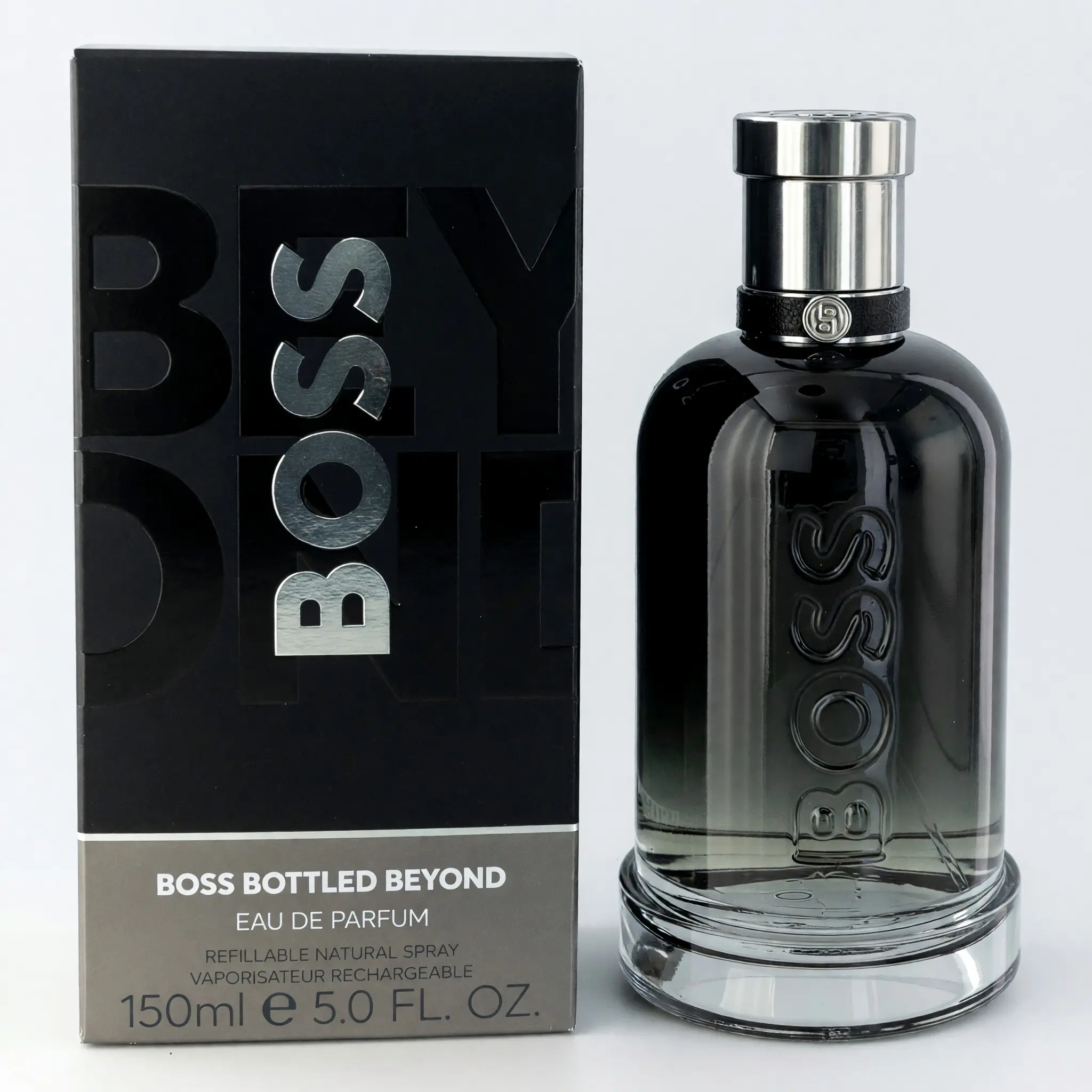 Boss Bottled Beyond by Hugo Boss, 5 oz EDP Spray Refillable for Men, 5 Fl Oz, All Occasions, Ginger Spice, Long-Lasting, Woody Leather, Perfume Bottle Men's Fragrance, Signature Scent, Aromatic Ginger Men's Fragrance