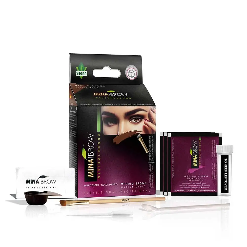 Mina Ibrow Henna Regular Brow Tint Kit - Medium Brown