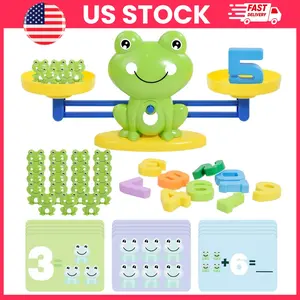 Frog Balance Scale Counting Toy with Number Blocks and Montessori Math Learning Cards for Kids 3–7, STEM Educational Preschool Kindergarten Math Game for Early Learning, Hands On Arithmetic and Counting Practice Toy for Boys and Girls