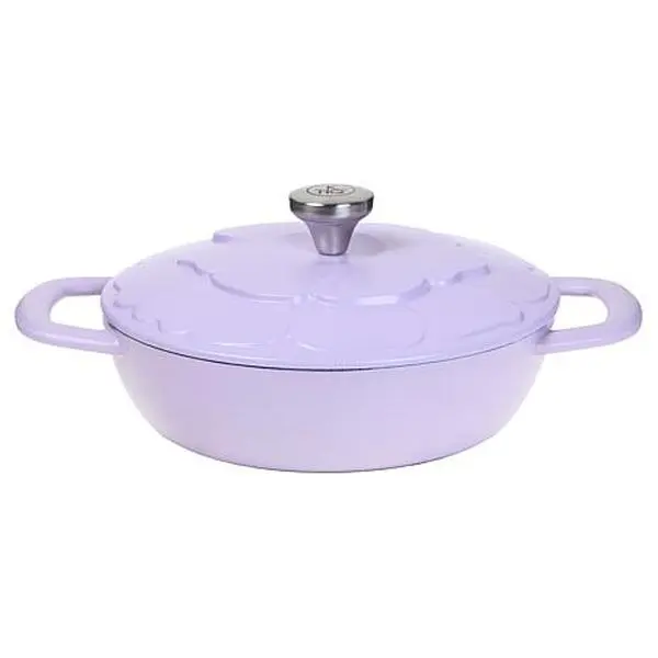 KitchenHQ 2qt. Cast Iron Ceramic Nonstick Dutch Oven w/Floral Pattern