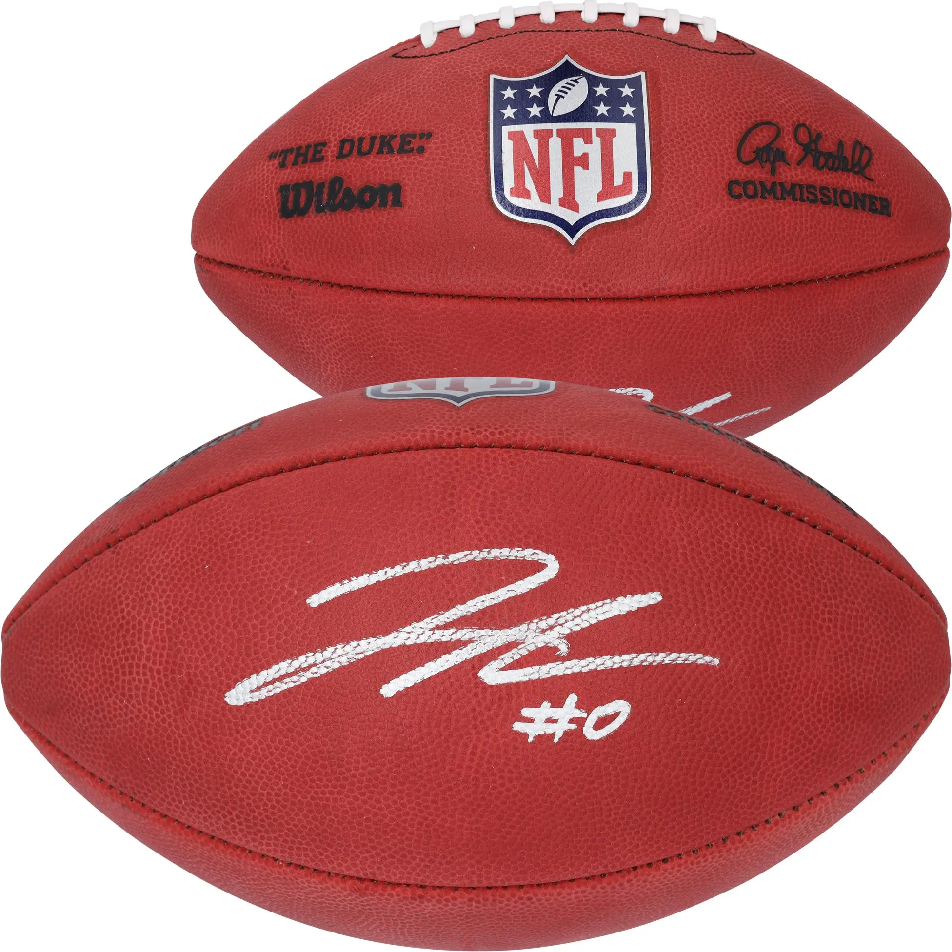 Jahmyr Gibbs Detroit Lions Autographed Duke Full Color Football with #0 Signature - Fanatics Authentic Certified