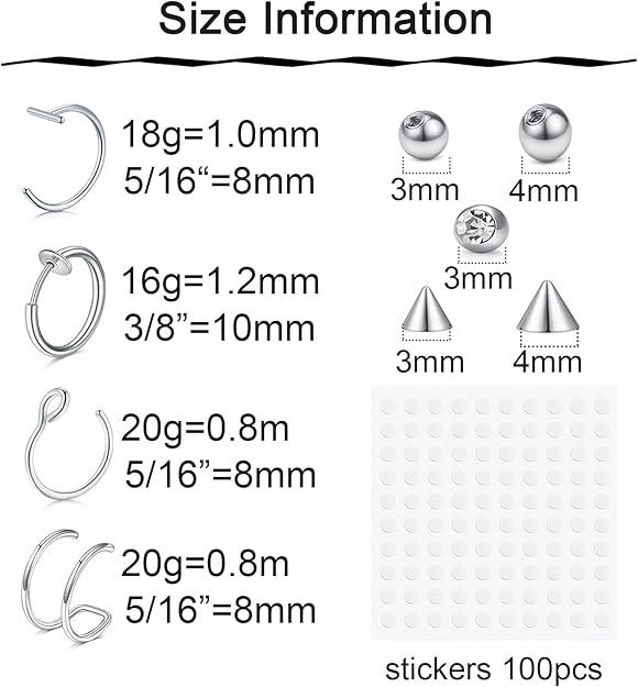 Fake Piercings Stickers Fake Lip Piercing Fake Lip Ring Fake Nose Ring Hoop Fake Snake Bites Fake Eyebrow Piercing Clip Lip Ring Fake Eyebrow Ring Fake Face Piercings Fake Peircings