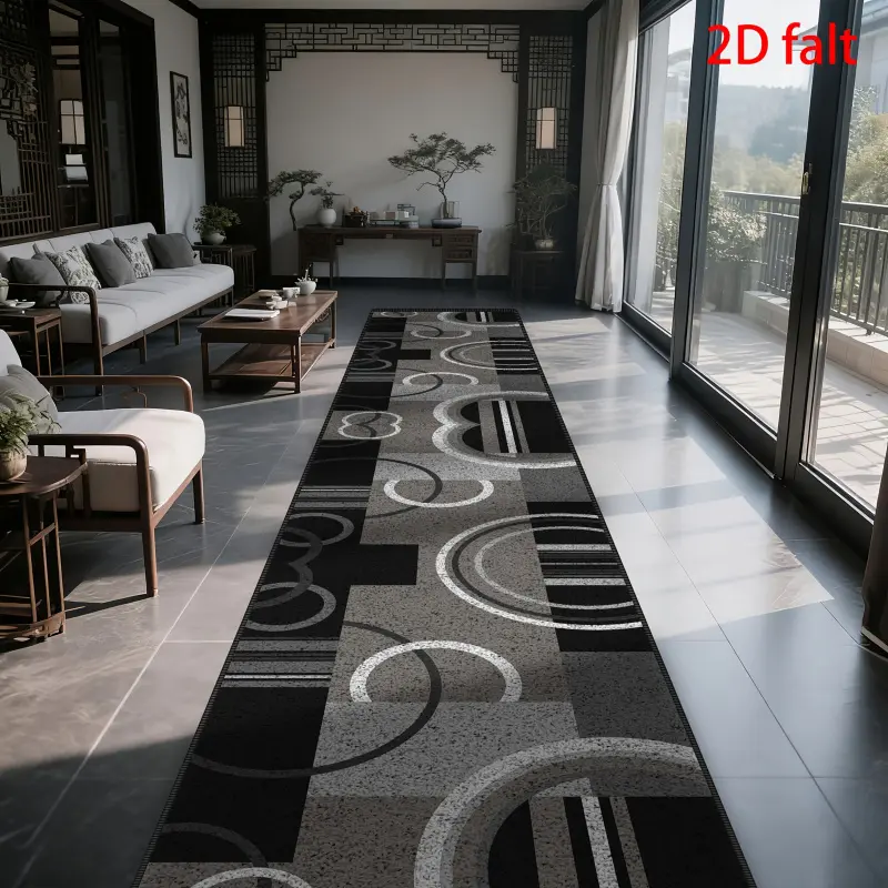 Joyfinity 1pc Modern Abstract Rug,Soft Machine-Washable,Black and White Geometric Patterns on Gray Background,Suitable for Indoor/Outdoor Use: Patio, Lawn, Garden, Camping, Picnic,Rectangular for Sofa and Table,2D Flat