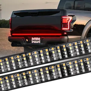 Nilight Tailgate Light Bar for Truck Pickup, 60in Quad Row 648-LED Strip with Red Running Brake, White Reverse, Amber Turn Signals, LED Truck Pickup Lights