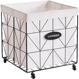 Laundry Hamper,Collapsible Laundry Basket Large Capacity Laundry Hamper with Removable Liner, Rolling Wheels and Collapsible for Clothes and Organization (210L BLACK)