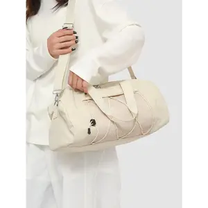 Unisex Casual Solid Color Travel Bag, Large Capacity Duffel Bag with Shoe Compartment, Adjustable Strap Weekender Bag for Travel & Business