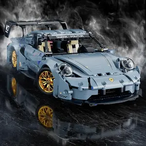 Brand new style! 973 assembly blocks 911 Haze Blue Model Car - Educational toy, Perfect creative gift!