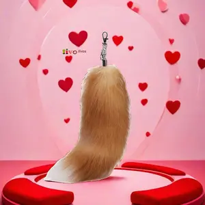 Fluffy Therian Fox Tail Keychain, Soft Plush Realistic Colors, Durable Soft Fur Accessory, Vacuum Packed for Cosplay, Renaissance Fairs, Vacuum Pack