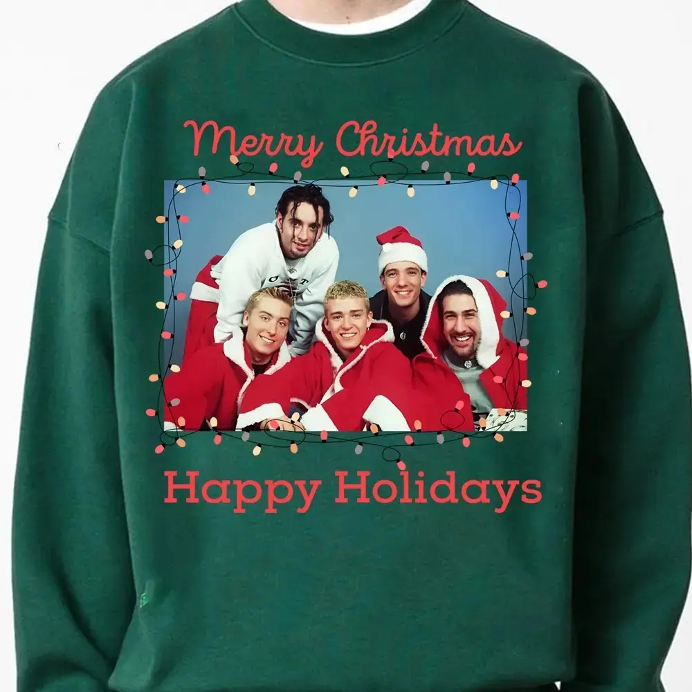 Ugly NSYNC Christmas Sweatshirt, Merry Christmas Happy Holidays Shirt, Christmas Gift, Holiday NSYNC Sweatshirts