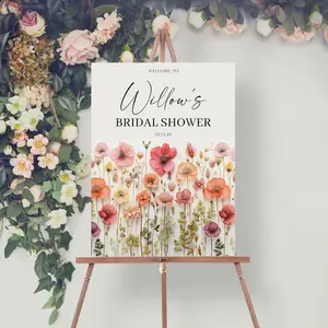 Editable Wildflower Welcome Sign Template Printable Bridal Shower Welcome Sign Shower Decor Flower Stems Colorful Flowers Bridal Brunch