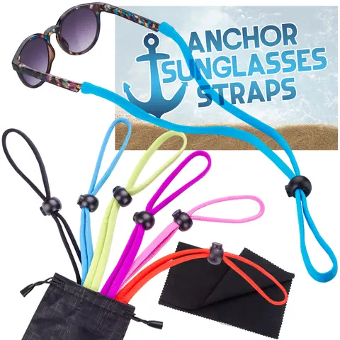 Anchor Glasses Straps - 6 Pack Adjustable Sunglasses Straps Fits Kids and Adults Sunglasses Anti Slip Eyewear Holders
