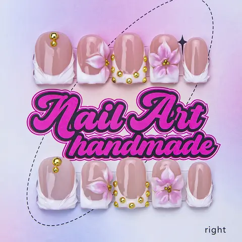 Delicatething Y2K Style Nail Set, Nail Art Kits, Diy Nail Kit, Nail Art Design, Handmade French Design, Includes Jelly Glue, Crystal Stick, File, Nail Art Supplies, Nail Art Products, Perfect Gift for Women