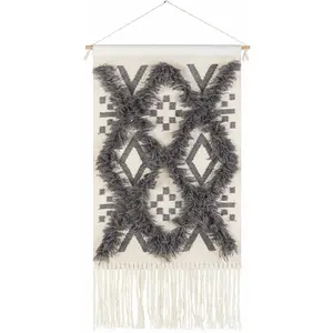 Chapelton Gray Geometric Textured Wall Hanging