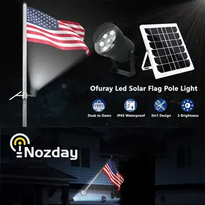 Solar Flag Pole Light Outdoor, Brightest Flag Pole Light Solar Powered, American Flag Coverage Led Solar Flag Pole Lights Outdoor Dusk to Dawn fit 0.5''-4'' Flagpole for House Inground