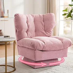 Garvee Oversized Pink Chenille Swivel Accent Chair for Living Room and Bedroom, 360° Rotating Upholstered Reading Chair with Thick Cushion, Cozy Club Chair for Office, Supports up to 300 Lbs