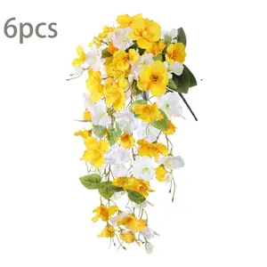 6pcs Artificial Magnolia Door Curtains, Creative Hanging Flower Wreath, Suitable for Fireplace Mantel, Window, Porch Decor