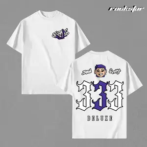 Rapper Blessd 333 Deluxe T-Shirt, Official BlessDeluxury Album Merch, Urban Streetwear Graphic Tee with Purple 333 Design and Blessd Cartoon, Hip Hop Fashion Oversized Shirt for Men Women, El Bendito Fan Gift