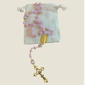 Lavender Rosary with Gold Crucifix for Prayer and Meditation