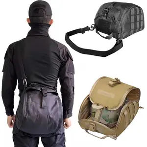Outdoor Tactical Helmet Bag, Single Shoulder Strap, Multi-Functional Motorcycle Canvas Rear Seat Bag, Wear-Resistant Dustproof Helmets bag