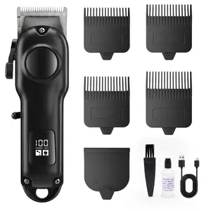 Men's Wireless Hair Clipper, 900mah USB Rechargeable, LCD Display, 4 Position Combs, Professional Grooming Kit, Perfect Gift for Dad/husband/BF
