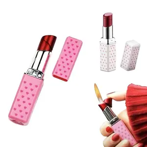 Cute lipstick lighter, novel soft flame refillable butane lighter, adjustable open flame lighter, beautiful birthday gift for girls, women, (butane gas not included)
