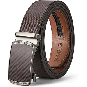 HAGIG Mens Leather Ratchet Belt - Customizable Fit, Effortless Style