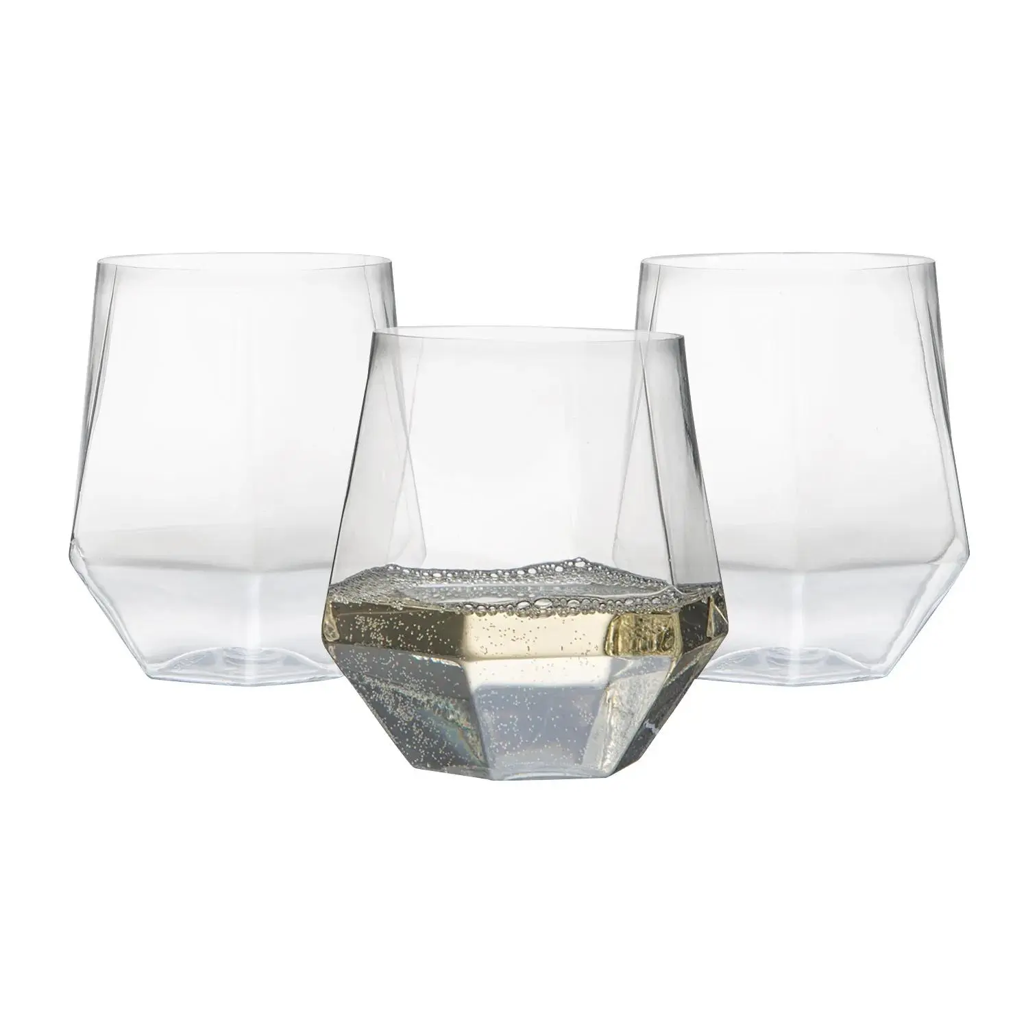 Diamond-Shaped Plastic Stemless Wine Glasses - 12 Ct.